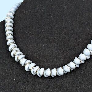 V. Opaque Blue Glass Fishtail Necklace